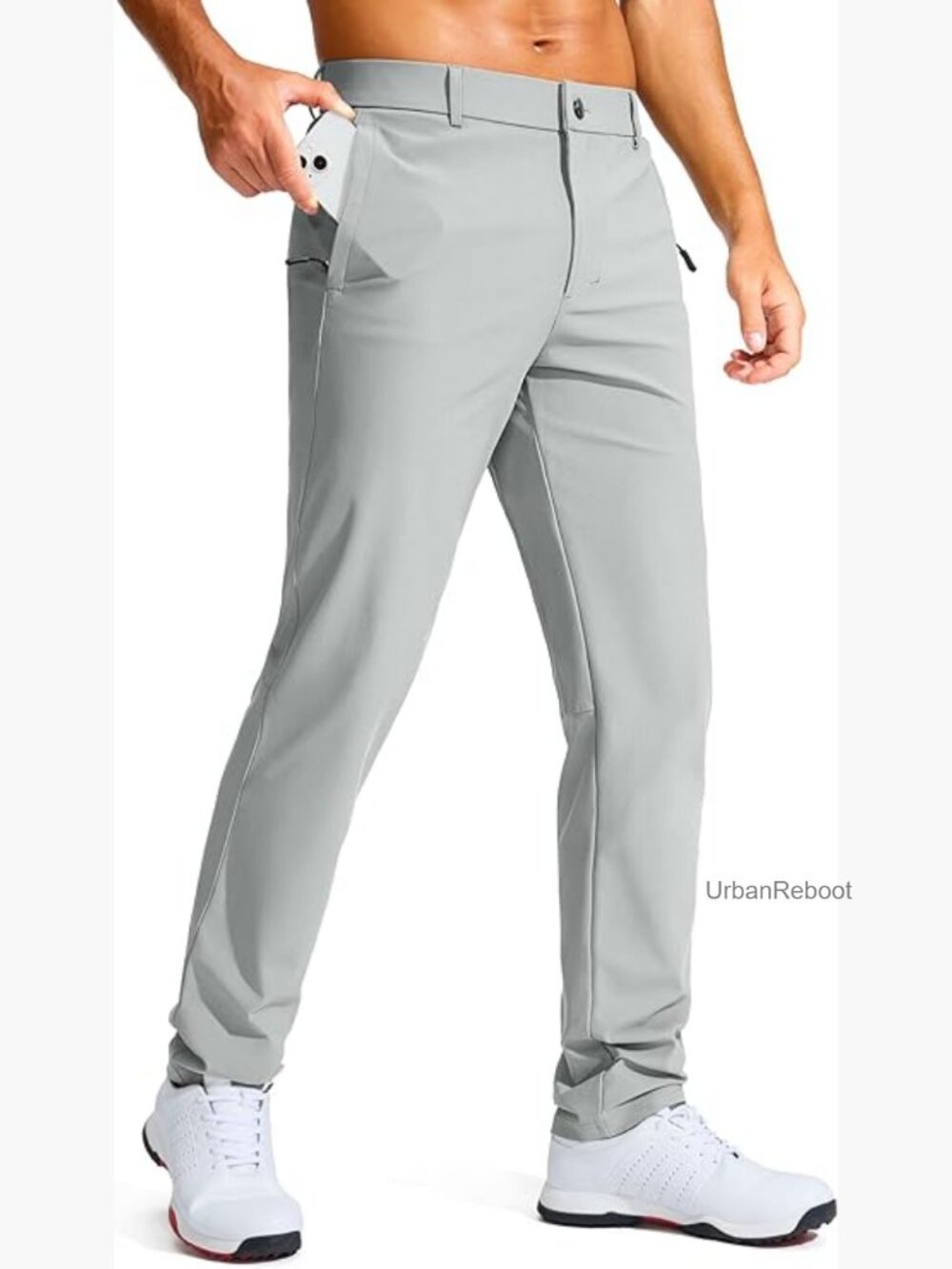 Men's Slim Fit Stretch Golf Pants with Zipper Pockets